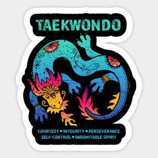 Taekwondo Martial Arts Design with Chinese Dragon Kids Men Women Sticker